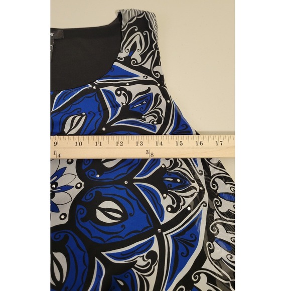 Alfani Women's Blue Medallion Print Sleeveless Embellished Sparkle Tank Top M - Picture 6 of 8
